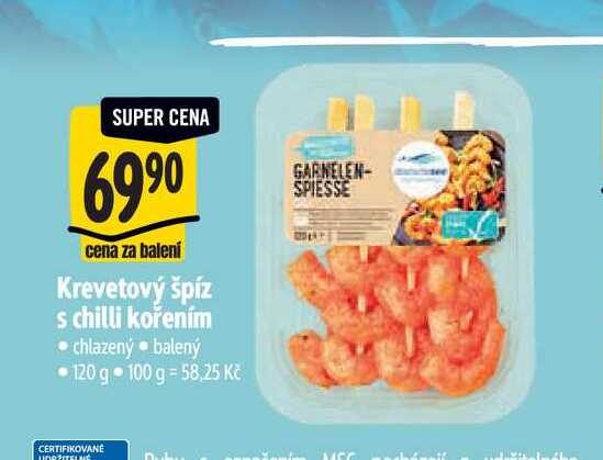  Krevetový špíz s chilli kořením  120 g