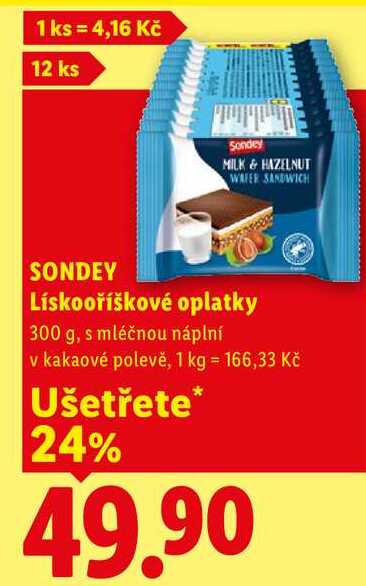 SONDEY Lískooříškové oplatky, 300 g
