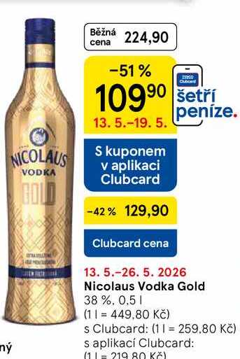 Nicolaus Vodka Gold 38%, 0,5 l