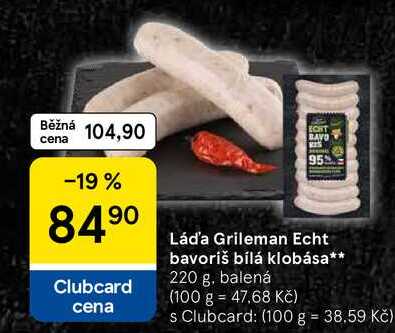 Láďa Grileman Echt bavoriš bílá klobása, 220 g, balená  