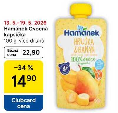 Hamánek Ovocná kapsička, 100 g, více druhů Tesco