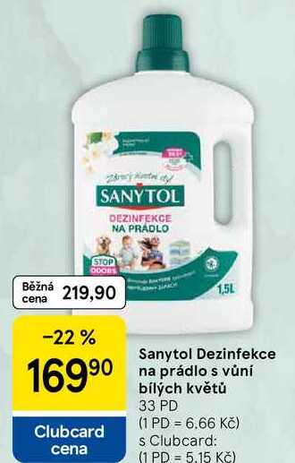 Sanytol Dezinfekce na prádlo s vůní bílých květů, 33 PD Tesco
