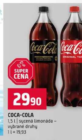 COCA-COLA 1,5l sycena limonáda vybrané druhy 