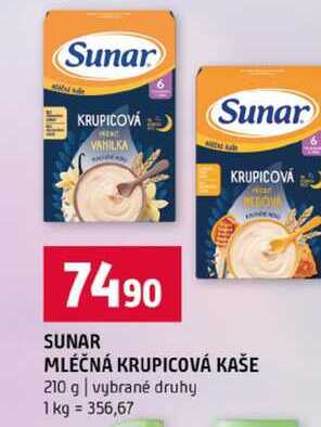 SUNAR MLÉČNÁ KRUPICOVÁ KAŠE 210 g vybrané druhy
