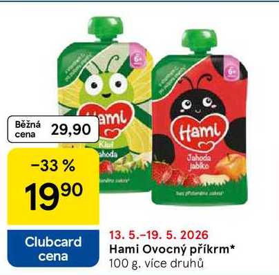 Hami Ovocný příkrm, 100 g. více druhů Tesco