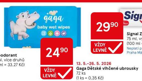 Gaga Dětské vlhčené ubrousky, 72 ks Tesco