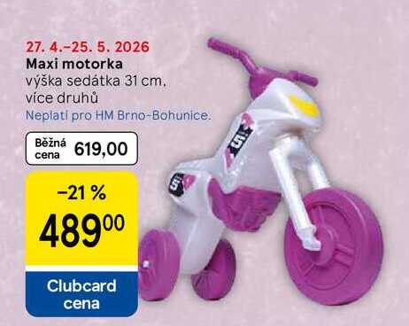 Maxi motorka výška sedátka, 31 cm. více druhů Tesco