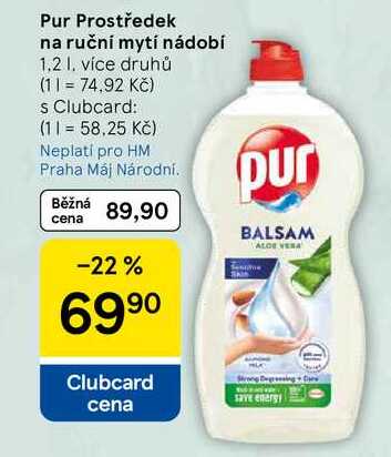 Pur Prostředek na ruční mytí nádobí, 1.2 l Tesco