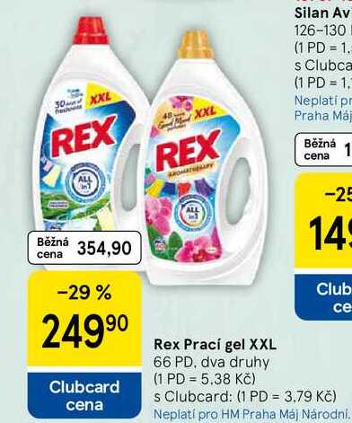 Rex Prací gel XXL, 66 PD, dva druhy Tesco