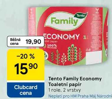 Tento Family Economy Toaletní papír, 1 role, 2 vrstvy Tesco