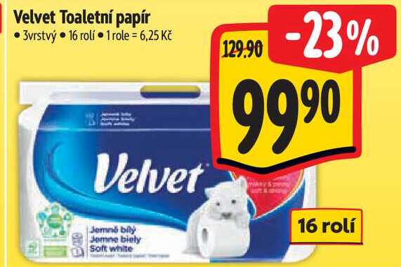 Velvet Toaletní papír, 16 rolí Albert