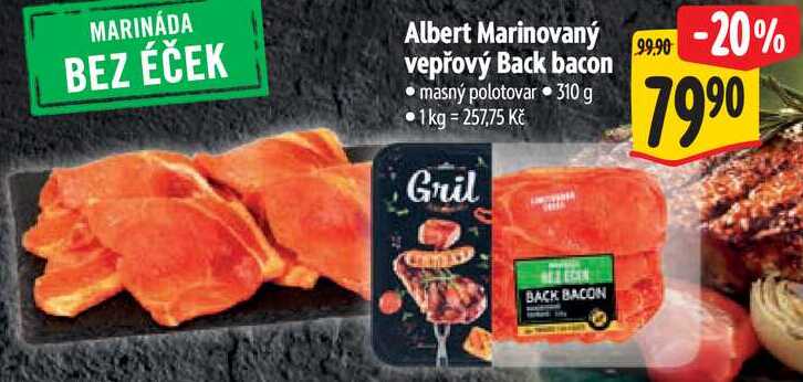 Albert Marinovaný vepřový Back bacon, 310 g