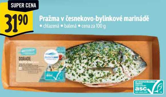 Pražma v česnekovo-bylinkové marinádě, cena za 100 g 