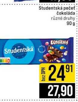 Studentská pečeť čokoláda různé druhy 90 g 