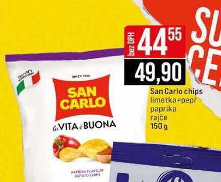 San Carlo chips limetka+pepř paprika rajče 150 g
