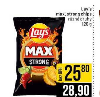 Lay's max, strong chips různé druhy 120 g