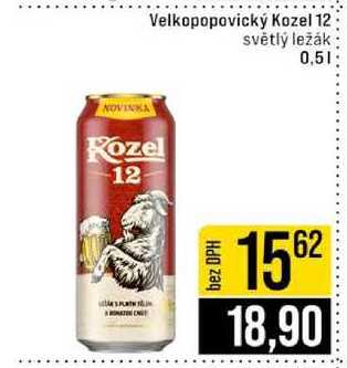Velkopopovický Kozel 12 světlý ležák 0,5l