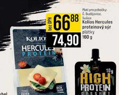 Kolios Hercules proteinový sýr plátky 160 g