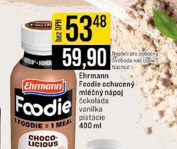 Ehrmann Foodie ochucený mléčný nápoj čokoláda vanilka pistácie 400 ml 