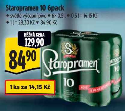 Staropramen 10 6pack, 6x 0,5 l v akci