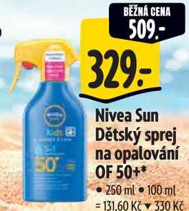 Nivea Sun Dětský sprej na opalování OF 50+, 250 ml Albert