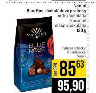 Vanini Blue Rose čokoládové pralinky hořká čokoláda karamel mléčná čokoláda 120 g 