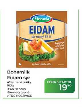 Bohemilk Eidam sýr 45% uzené plátky 100g