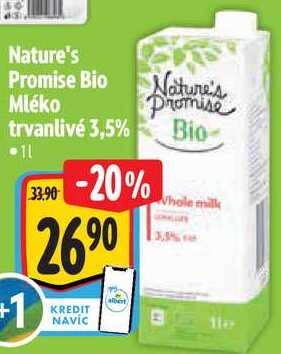 Nature's Promise Bio Mléko trvanlivé 3,5%, 1 l