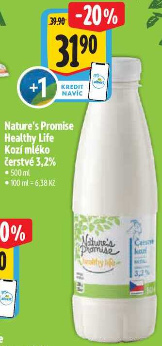 Nature's Promise Healthy Life Kozí mléko čerstvé 3,2%, 500 ml  