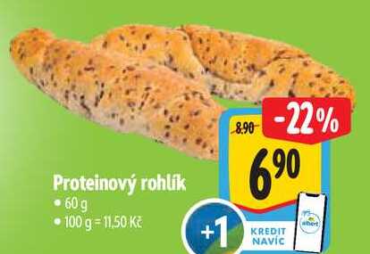 Proteinový rohlík, 60 g 