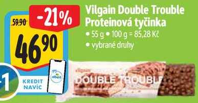 Vilgain Double Trouble Proteinová tyčinka , 55 g 