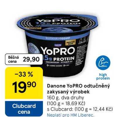 Danone YoPRO odtučněný zakysaný výrobek, 160 g, dva druhy  