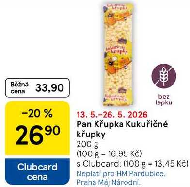 Pan Křupka Kukuřičné křupky, 200 g Tesco