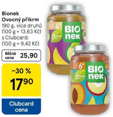 Bionek Ovocný příkrm, 190 g Tesco