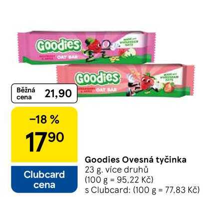 Goodies Ovesná tyčinka, 23 g Tesco