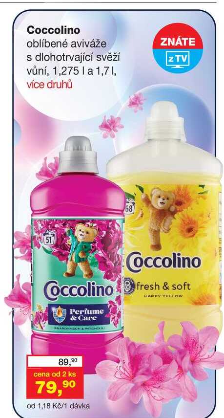 Coccolino 1,275 l, 1,7 l Ráj drogerie