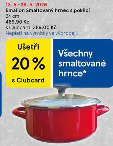 Emalion Smaltovaný hrnec s poklicí, 24 cm 