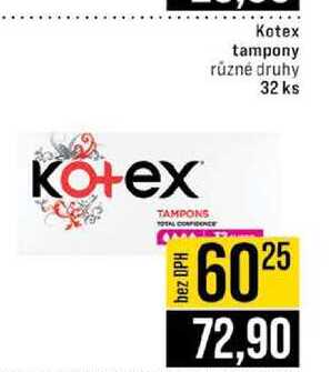 Kotex tampony různé druhy 32 ks