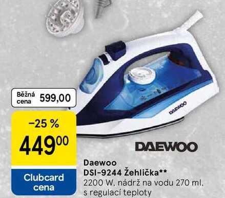 DAEWOO DSI-9244 Žehlička, 2200 W. nádrž na vodu 270 ml. s regulací teploty 
