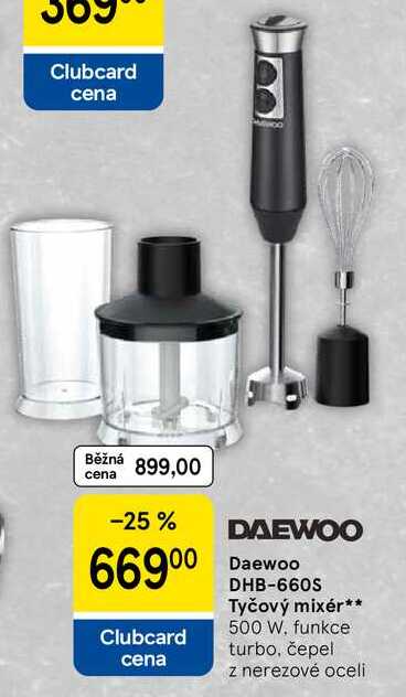 Daewoo DHB-660S Tyčový mixér, 500 W. funkce turbo, čepel z nerezové oceli