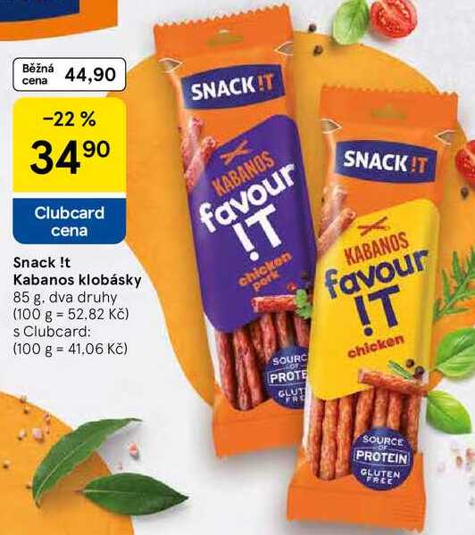 Snack !t Kabanos klobásky, 85 g. dva druhy