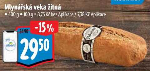 Mlynářská veka žitná, 400 g 