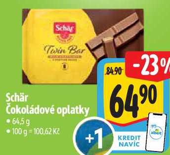 Schär Čokoládové oplatky, 64,5g