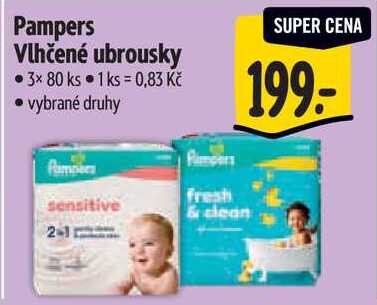 Pampers Vlhčené ubrousky, 3x 80 ks 
