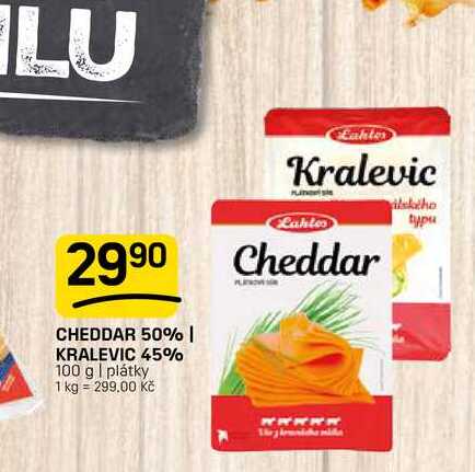 CHEDDAR 50% | KRALEVIC 45% 100 g | plátky 