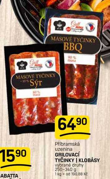 GRILOVACÍ TYČINKY | KLOBÁSY vybrané druhy 250-340 g