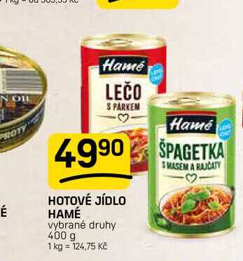 HOTOVÉ JÍDLO HAMÉ vybrané druhy 400 g