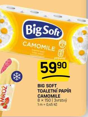 BIG SOFT TOALETNÍ PAPÍR CAMOMILE 8 × 150 | 3vrstvý 