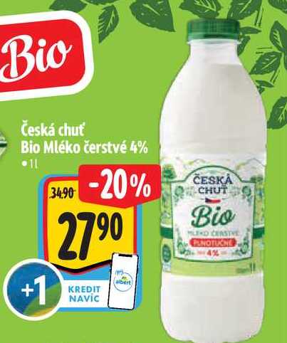   Česká chuť Bio Mléko čerstvé 4%  1 l