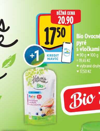 Bio Ovocné pyré s vločkami 90 g Albert